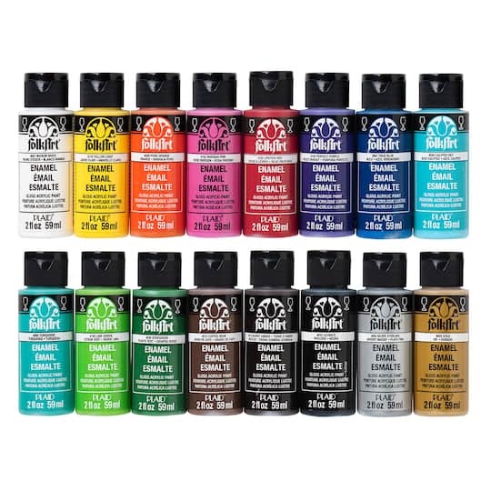 FolkArt® Enamel Gloss Acrylic Craft Paint 16 Color Set